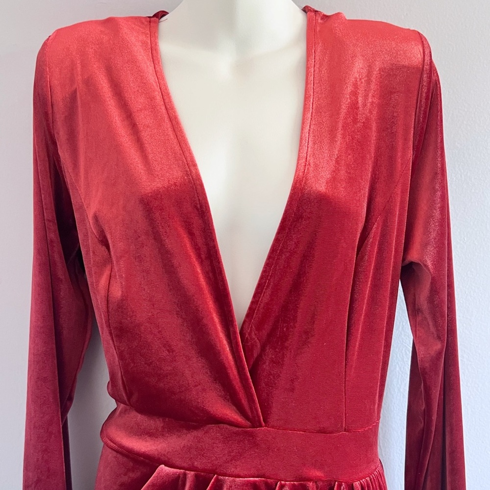 Asoph Velvet Long Sleeve Asymmetrical Dress • 1XL - Picture 3 of 7